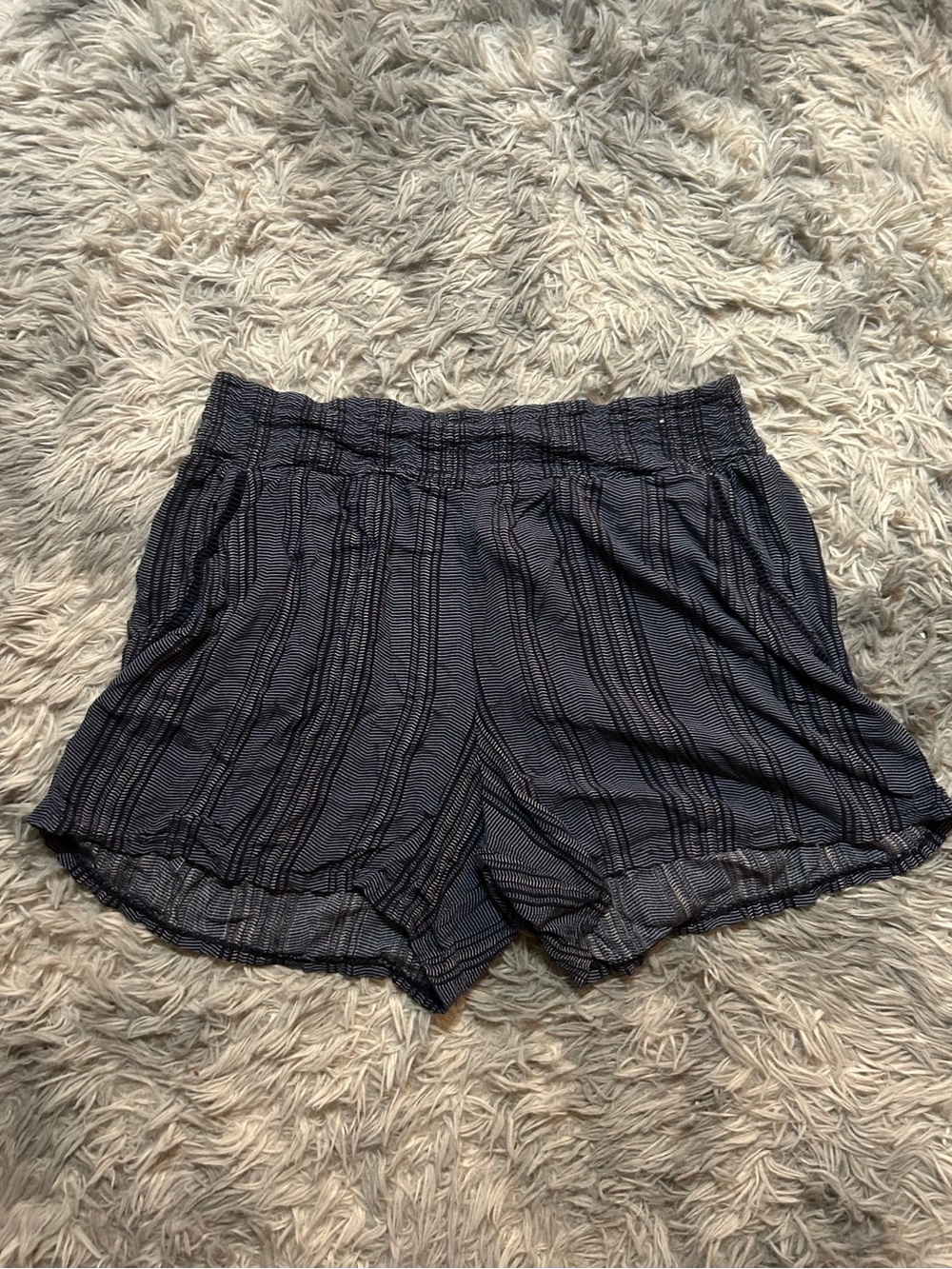Woven Elastic-Waist Black Stripe Women's Shorts
